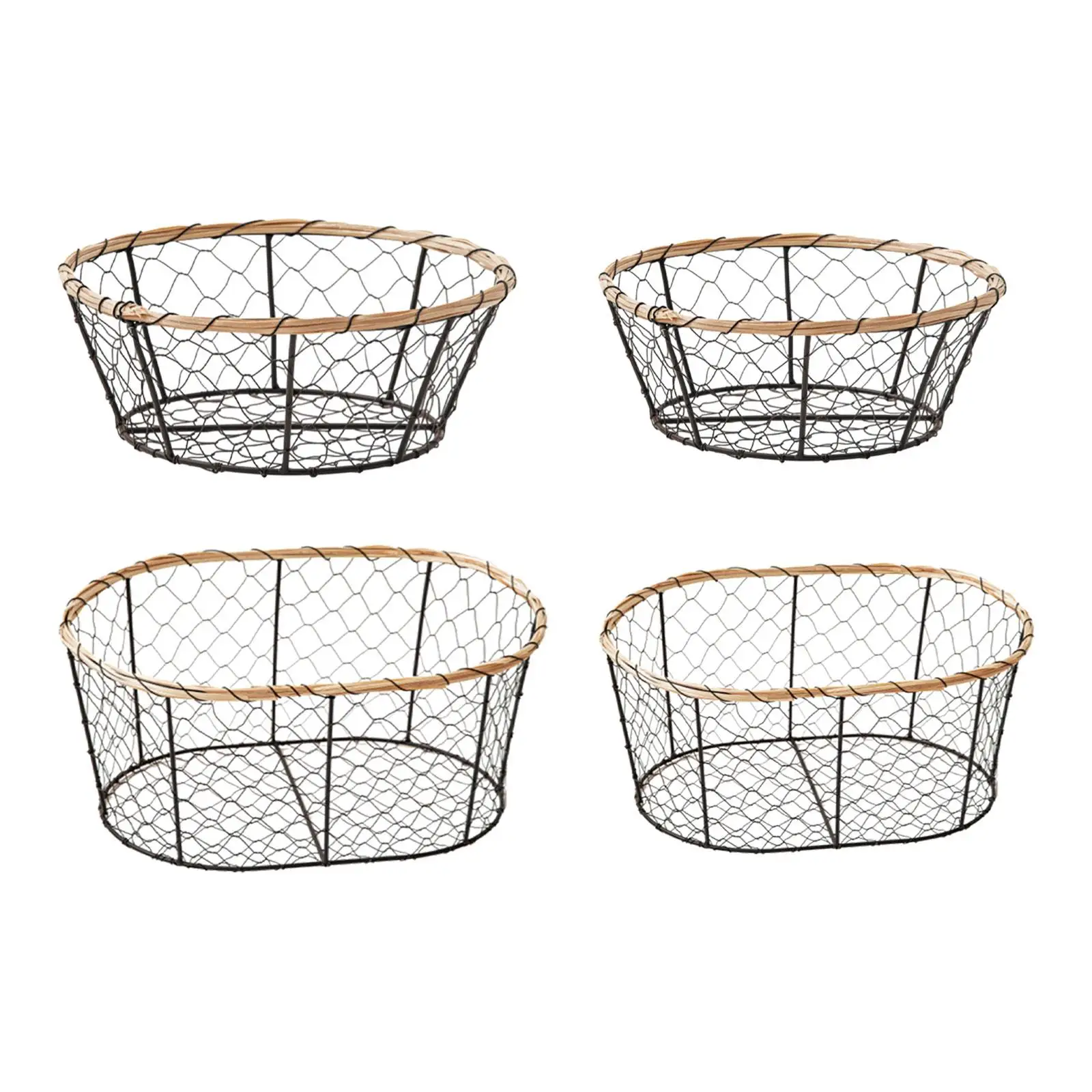 Egg Bread Basket Iron Fruit Stand Gathering Basket Wire Storage Basket for Pantry Kitchen Counter Dining Table Bathroom Fruits