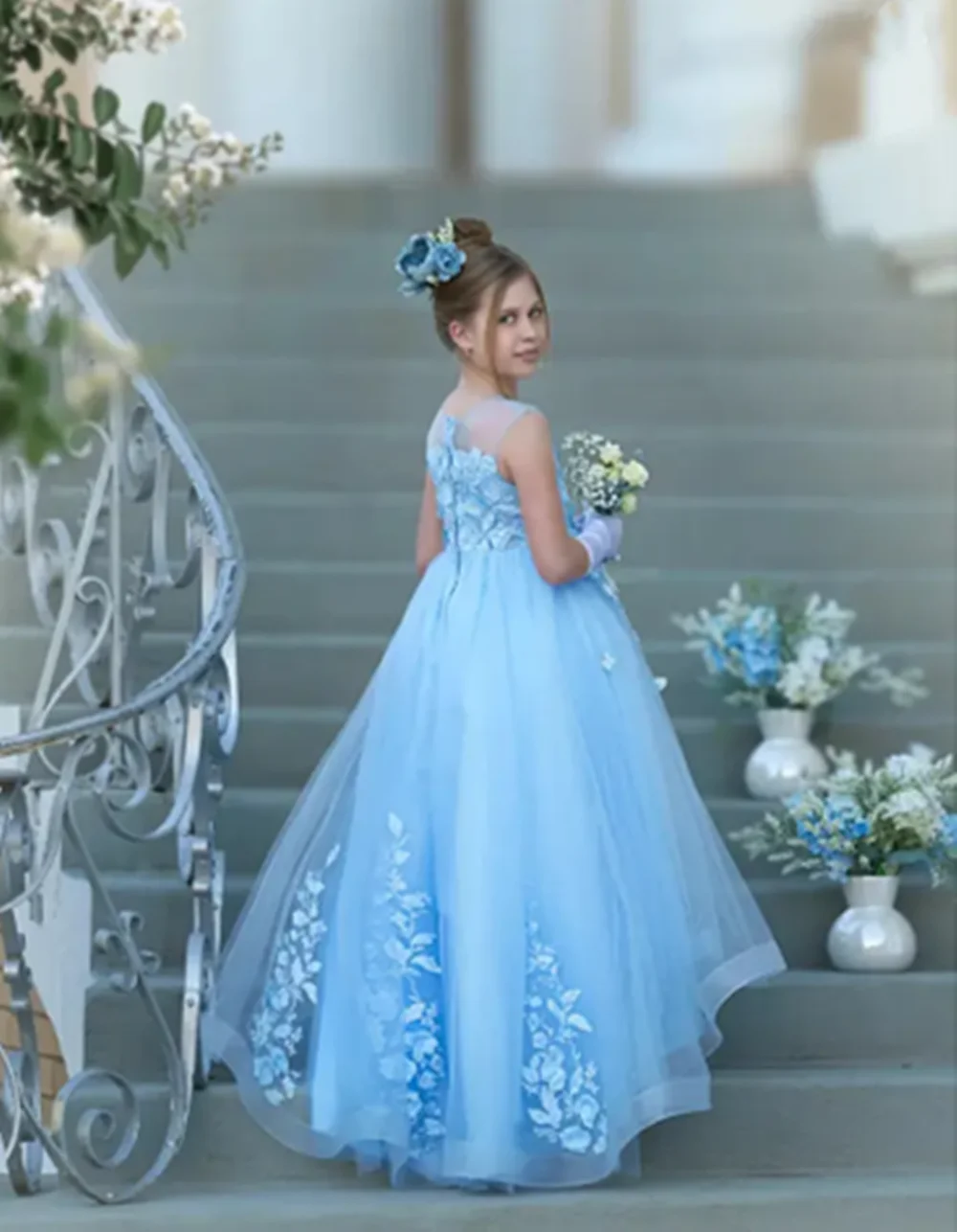 Maßgeschneiderte grüne Blumenmädchenkleider für die Hochzeit, Applikationen, Schmetterlinge, Kindergeburtstagsfeier, Quinceanera-Erstkommunion-Abschlussballkleid