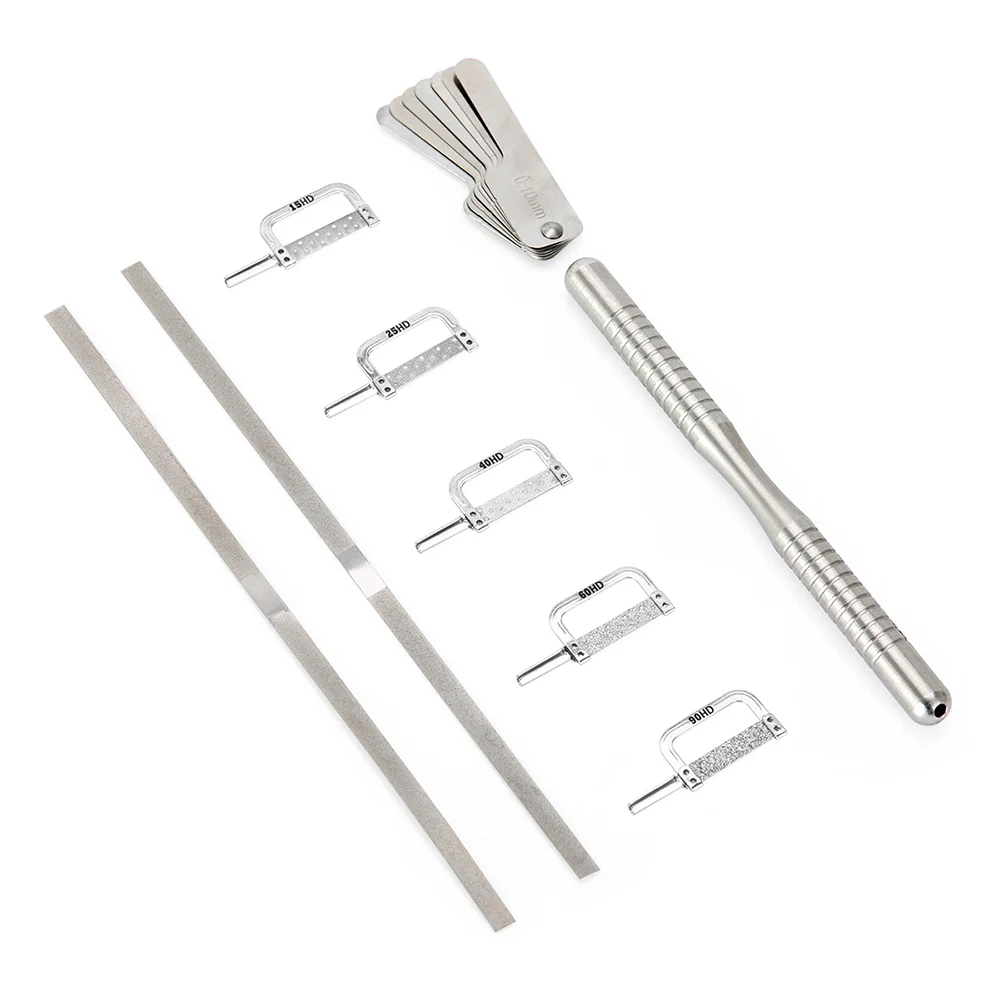 AZDENT Dental Kieferorthopädisches Interproximal-Emaille-Reduktions-Automatik-Streifenschneideset, doppelseitig, mit Maßbandgriff – Detail 2