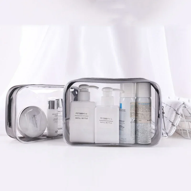 Transparent Cosmetic Bag PVC Women Zipper Clear Makeup Storage Bags Travel Toiletries Organizer Waterproof Toiletry Wash Bag