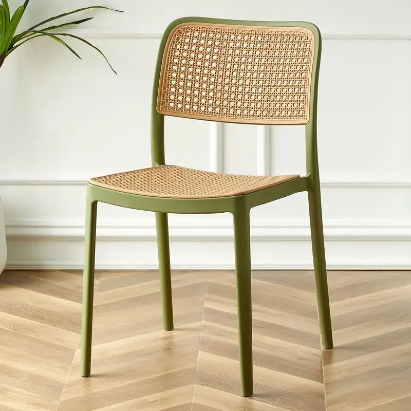 Plastic Chair Thickened Dining Chair Household Rattan Stackable Outdoor Restaurant Eating Backrest Stool Leisure Desk Chair