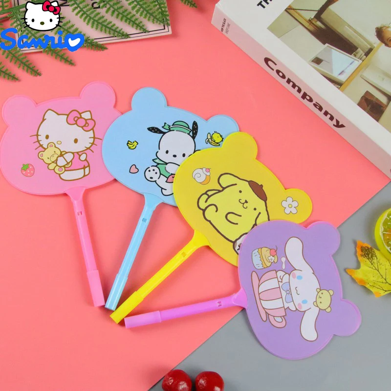 50/100pcs Sanrio Cartoon Hello Kitty Melody Fan Pen Cute Stationery Student Prize Fan Ballpoint Pen Wholesale