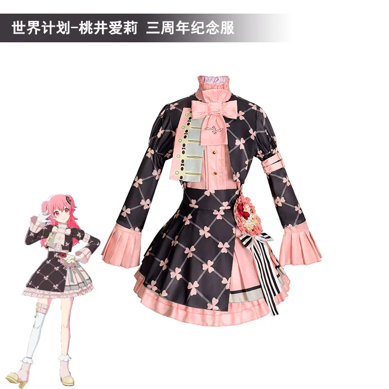 موموي ايري 3rd الذكرى تأثيري PJSK المزيد من القفز فساتين راقية زي شعر مستعار الغناء أغنية فستان زي الهالوين للمرأة