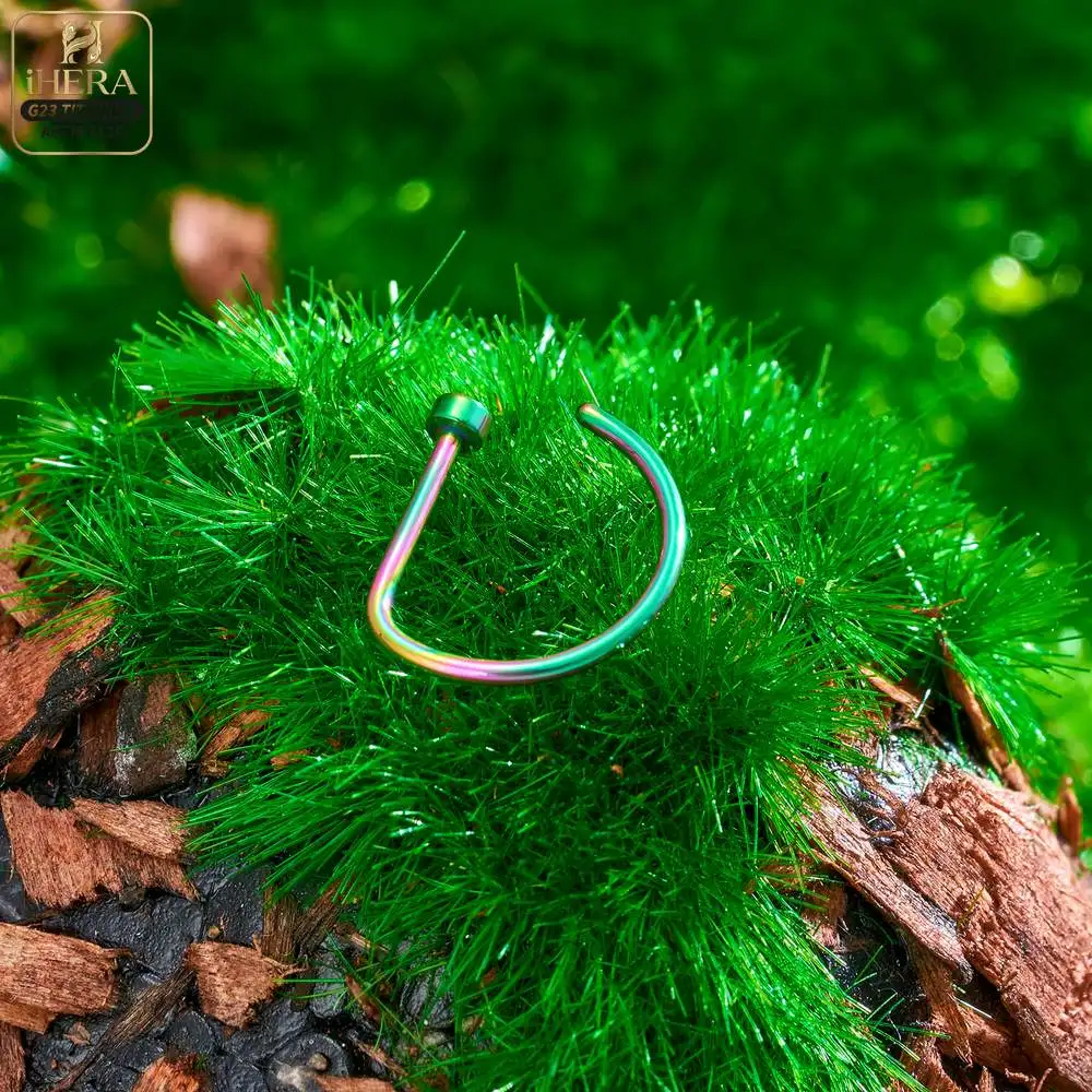1/10PCS ASTM F136 Titanium Fake Nose Ring Hoop Non Piercing D Shape Nostril Lip Septum Earring Body Jewelry Kit