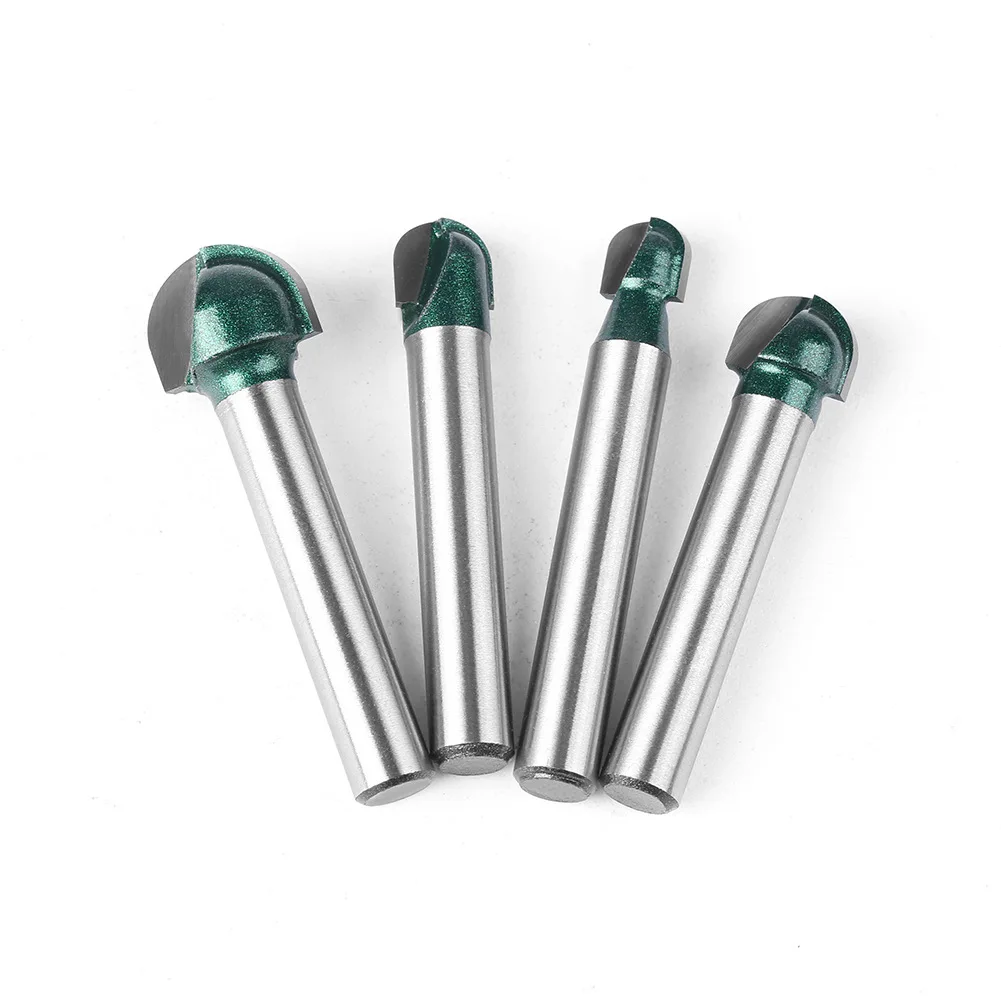 1pc 6mm 1/4 Shank Ball Nose Router Bit Set Deep Round Bottom Milling Cutter CNC Radius Core Box Solid Carbide Tools