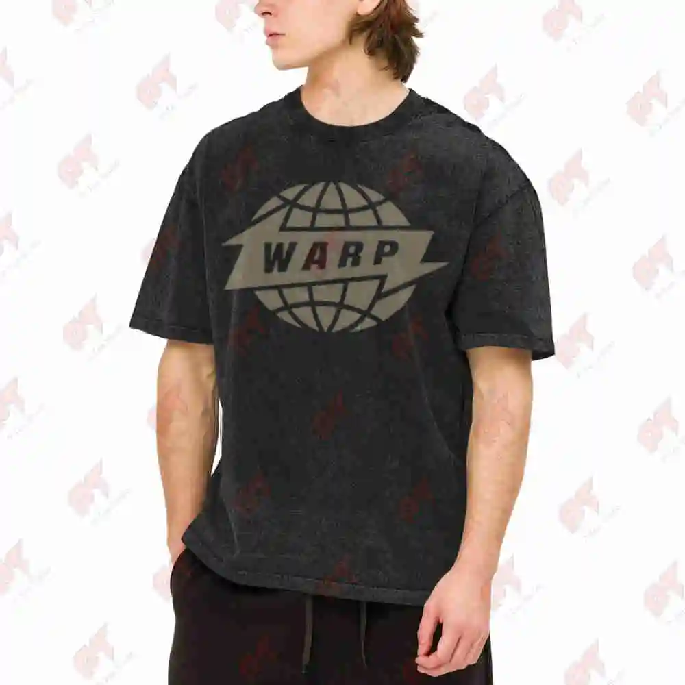 Warp Records Aphex Twin Autechre Vintage Washed Tee Pure Cotton T-Shirt