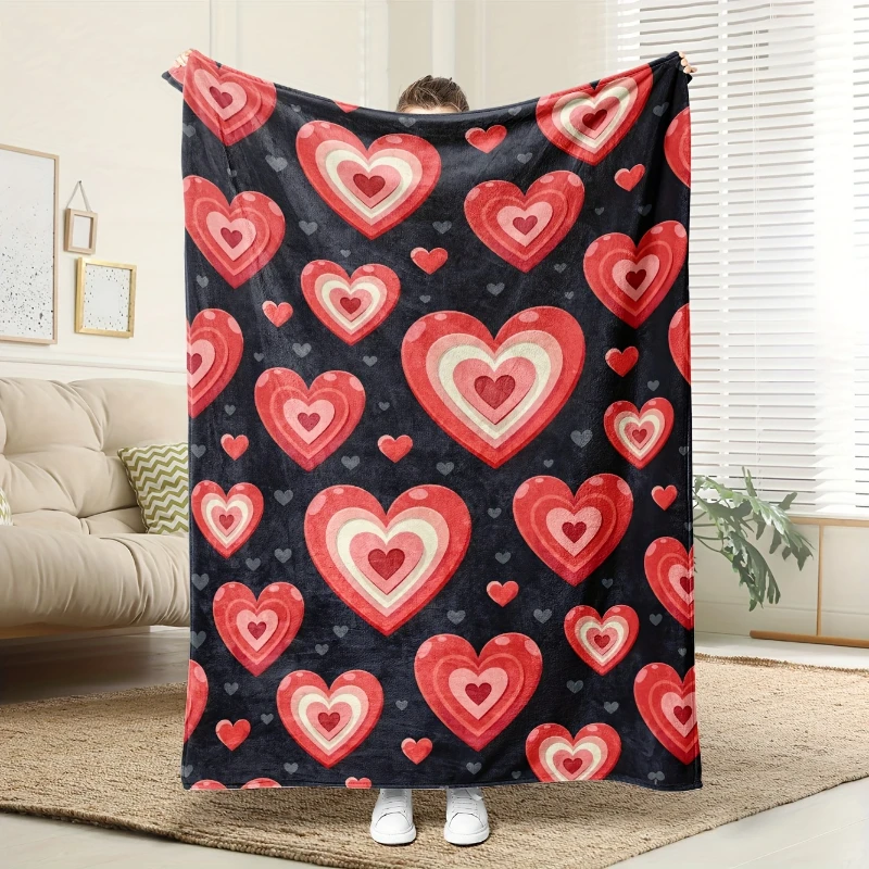 3D Red Heart Arrow Seamless Print Throw Blanket,warm,couch,bed,window seat,ideal for intimate leisure,anniversary present