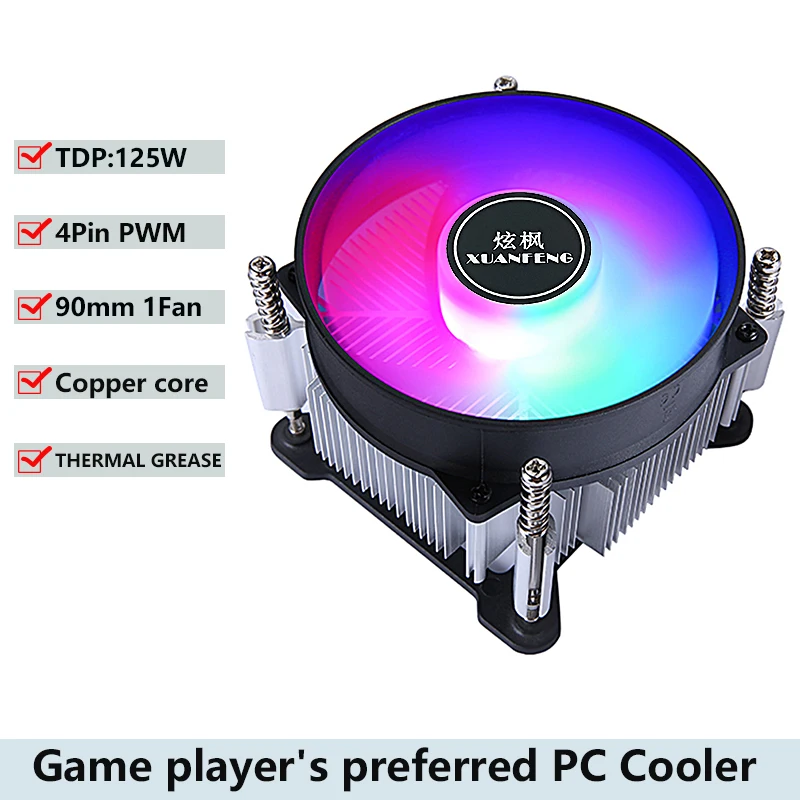 

PC Efficient Copper Core/Aluminum Core Processor Cooler Cpu Fan 4Pin/PWM Air-cooling installation LGA1150 1151 1155 1156 1200