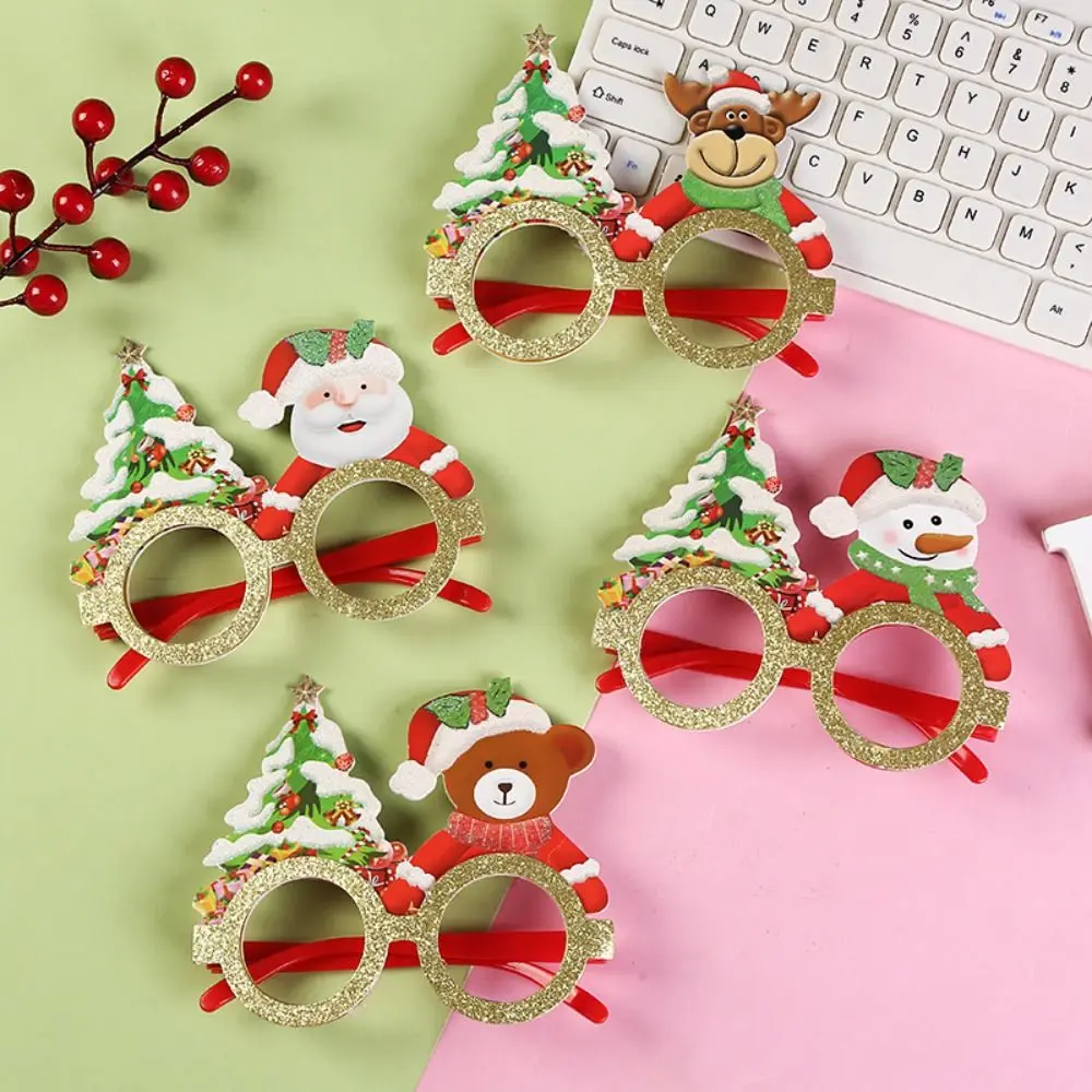 Christmas Glasses Santa Claus Snowman Elk Xmas Tree Glasses Photo Props Kids Gifts Happy New Year 2024 Merry Christmas Decor