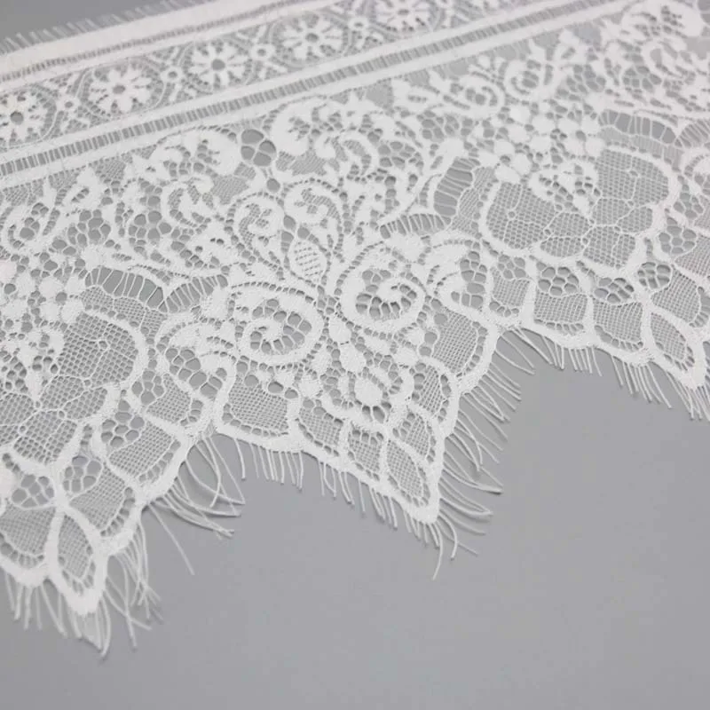 (3 meters/lot) 25cm White Eyelash Lace Ribbon Clothing Accessories Lace Material Handmade DIY Trimming Fabric