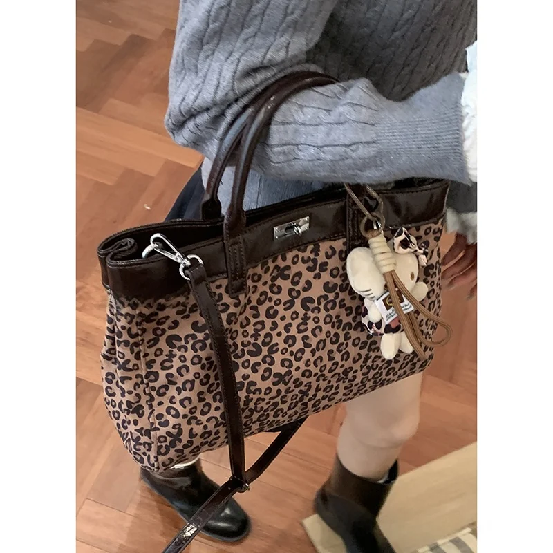 

Замшевая сумка Carrelle Deer, пригородная сумка с леопардовым принтом, женская модная сумка в стиле ретро, американский Sle, большой размер