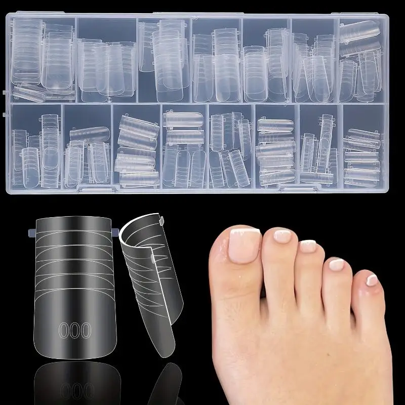 120pcs Toe Nail Dual Form False Tips Extension Molds Full Cover Building Gel Mold Tips Acrylic DIY Nail Decoration Upper Form