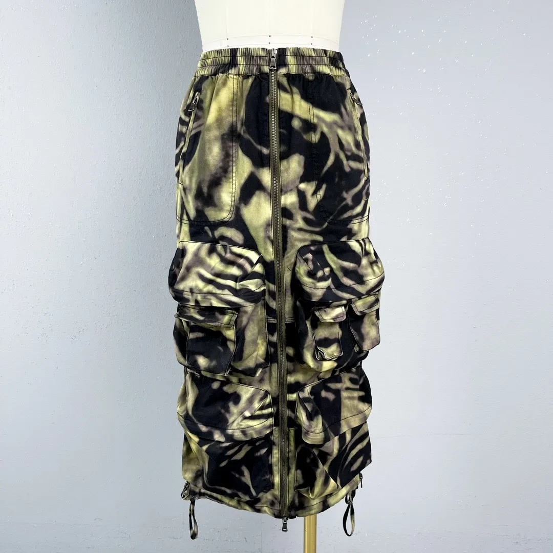 2024 Women's Clothing Work pocket camouflage print skirt Spring Summer New 329