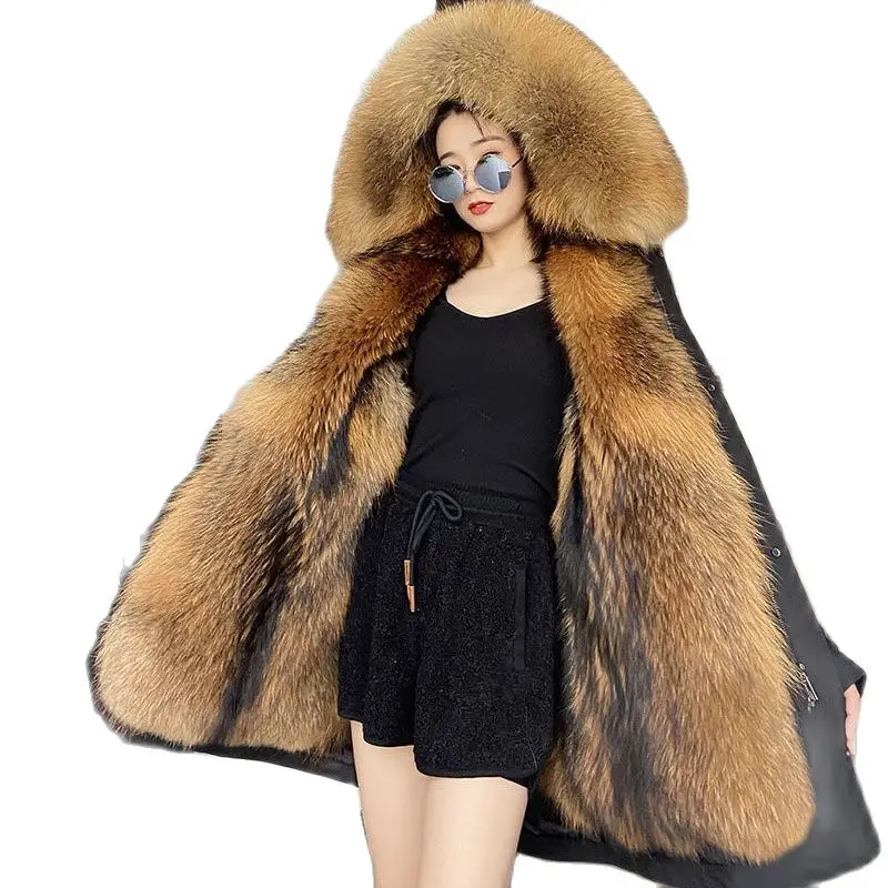 Winter Warm-keeping School Overcomes The Women\'s Tide Of Women\'s Detachable Fur Coat With Loose Temperament In Long Hooded Fur