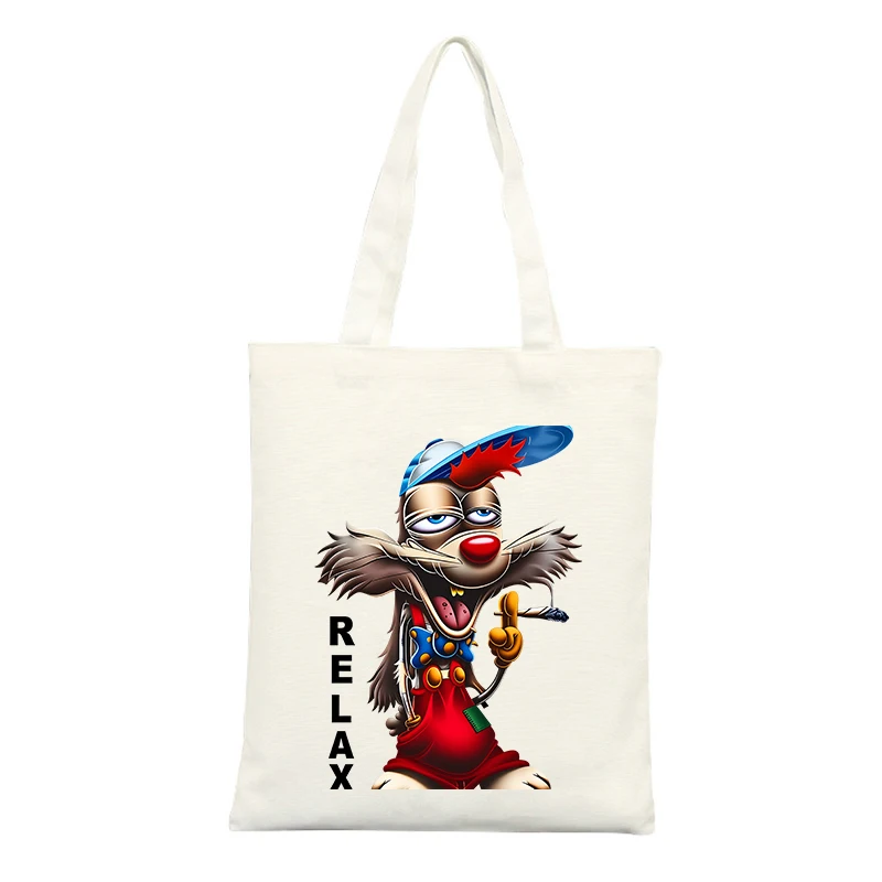Animal Graphic Canvas Tote Bag with Letter Print, Casual Style for Daily Shopping and Outings