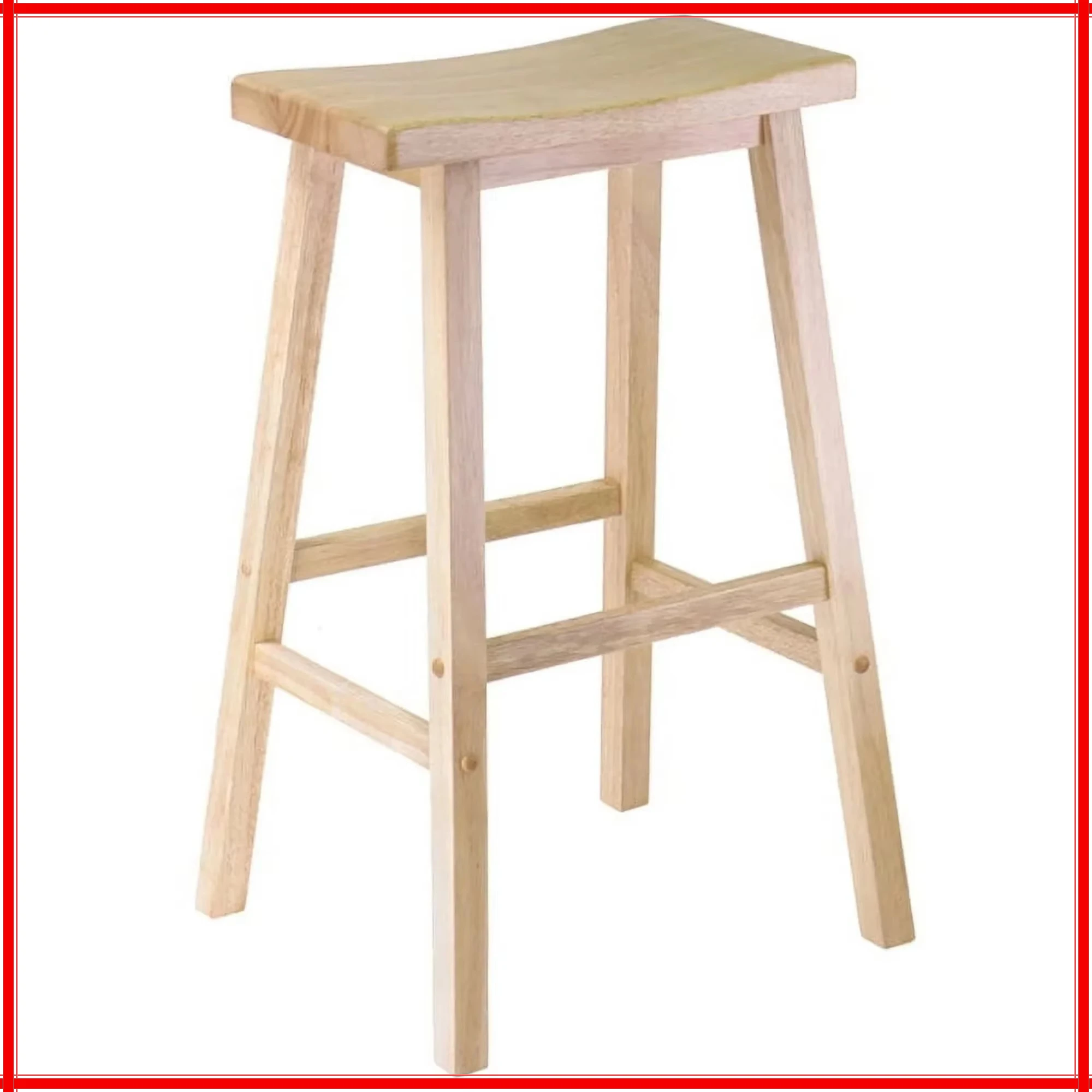 

Natural Saddle Bar Stool 29 Inch - Backless Durable & Comfortable Seat - Perfect for Kitchen Island Dining Bar & Home