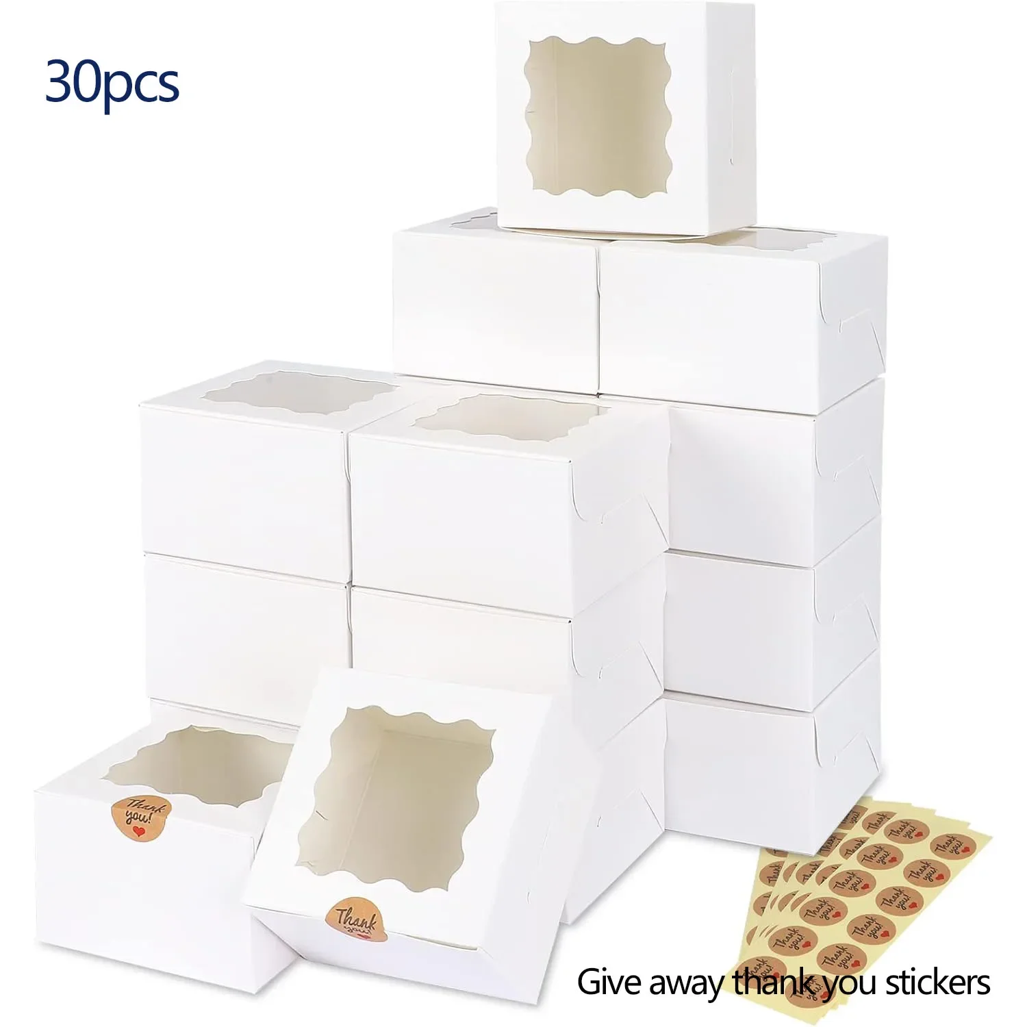 Multi White Bakery Boxes with Window for Treats