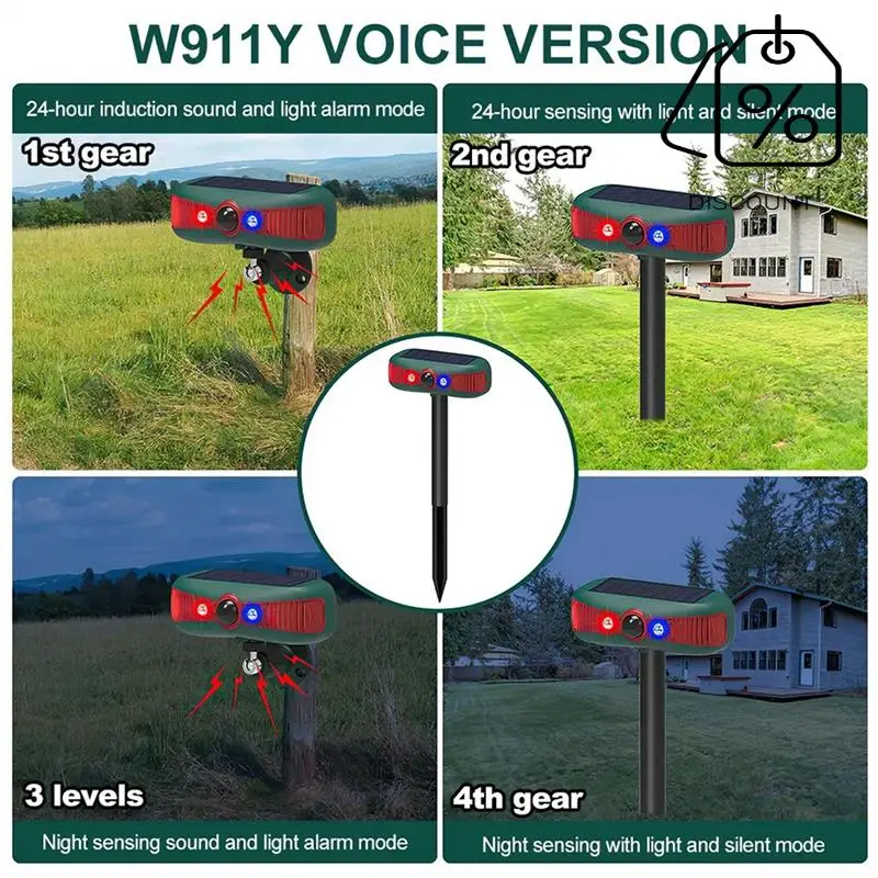 ABMF-Солнечный датчик сигнализации, солнечный датчик движения PIR, гавкий, 129 дБ, звуковое предупреждение