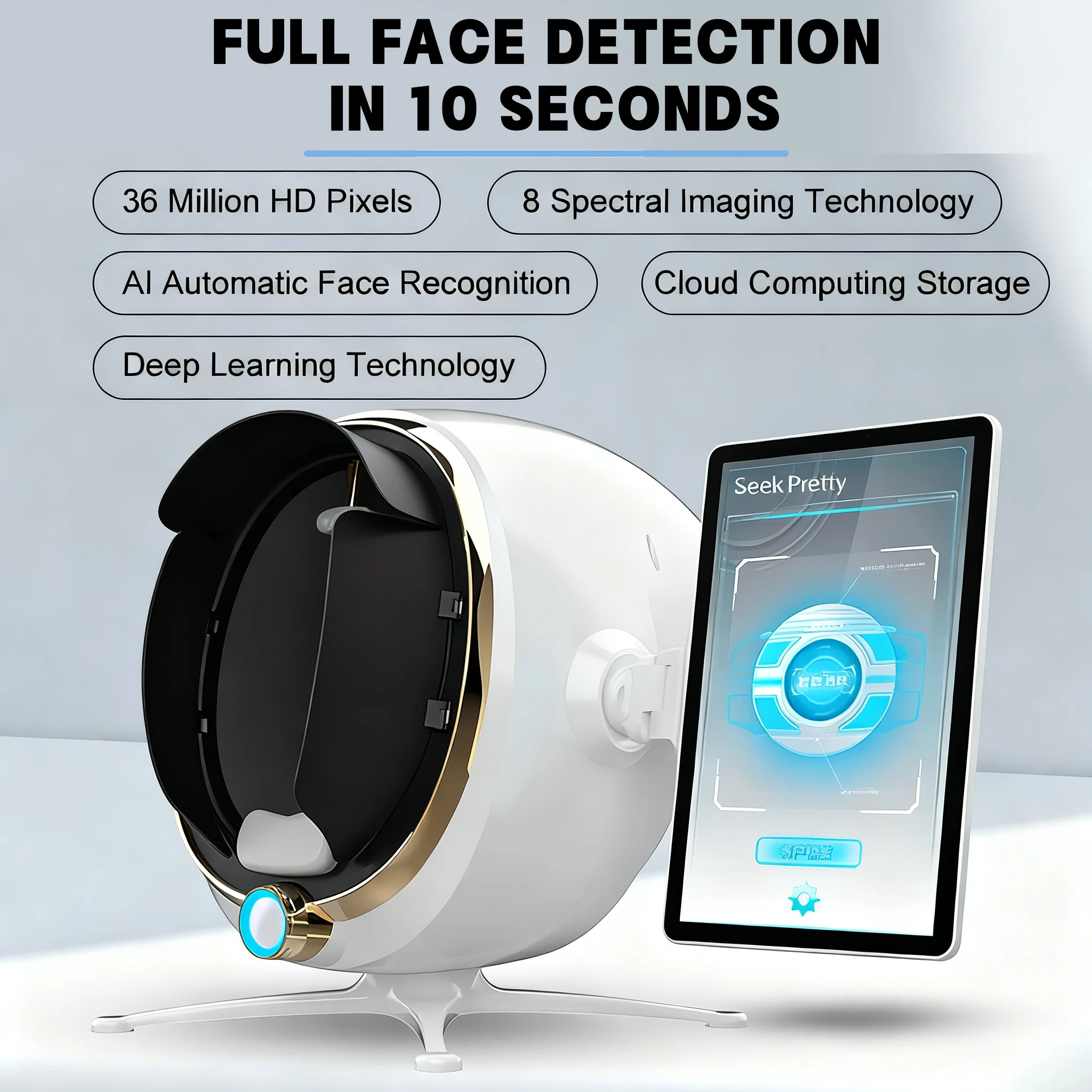 21.5 Inch Screen Bitmoji Water flosser 3d Face Skin Analysis Machine 14 Indicator Skin Wrinkle Analysis AI Facial Skin Analyzer