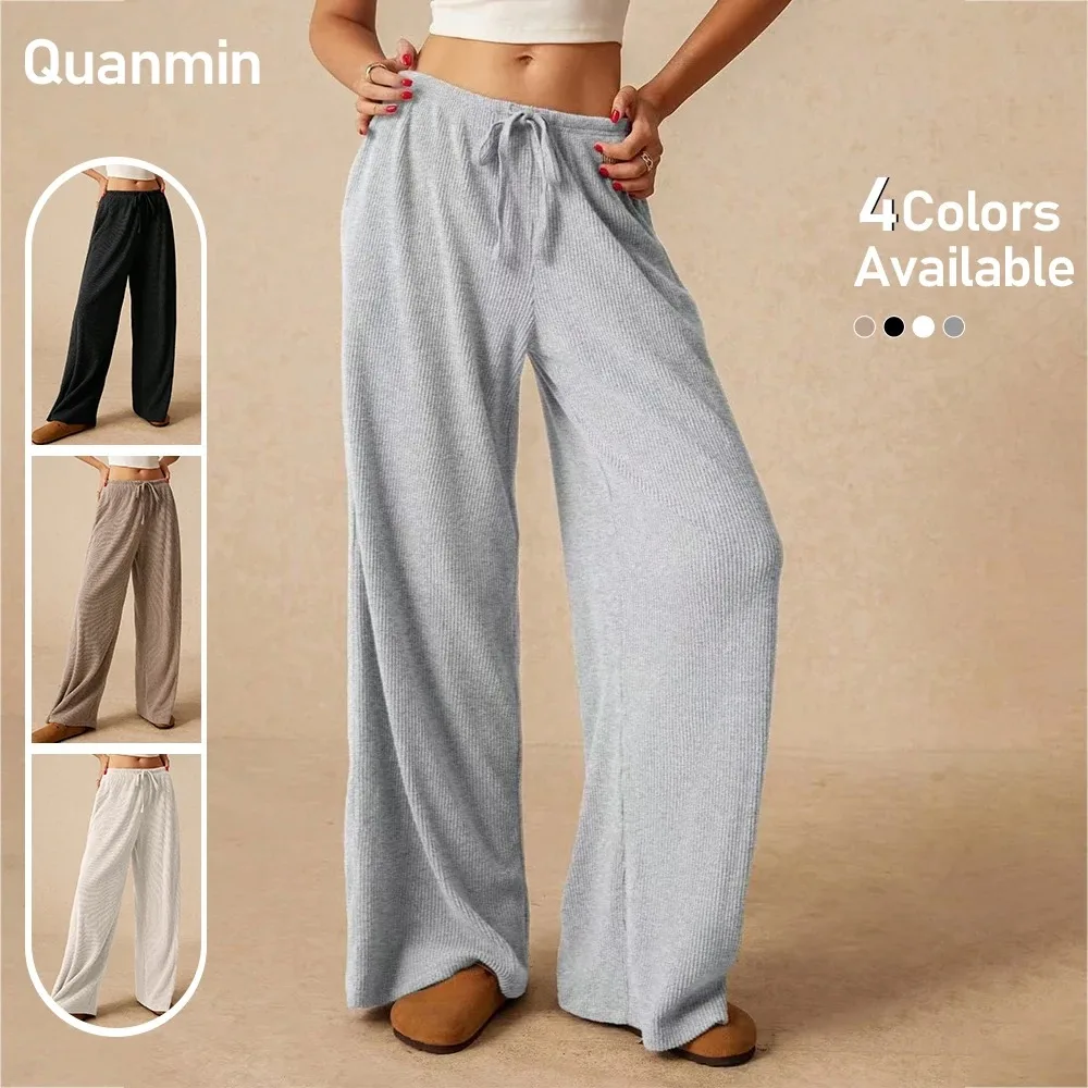

Casual Wide Leg Pants Women's Loose Elastic Waist Long Trousers Faionable Autumn Winter Ladies Premium Quali Faion
