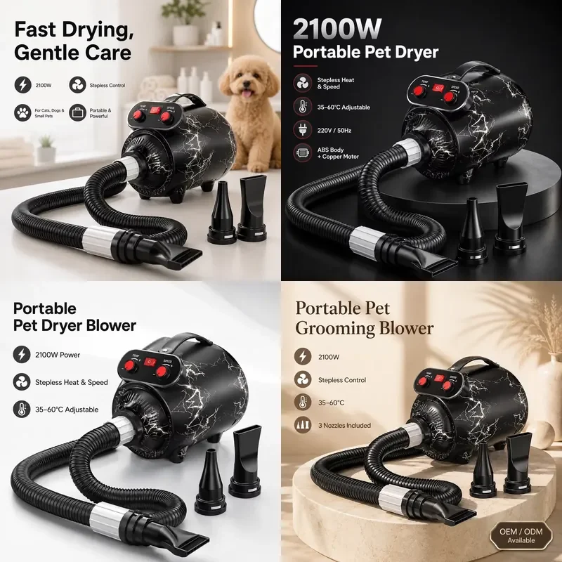 For Automatic ABS Dog Drying Machine Portable Pet Dryer with Powerful Copper Motor Quick Dry Wind System Daily Grooming