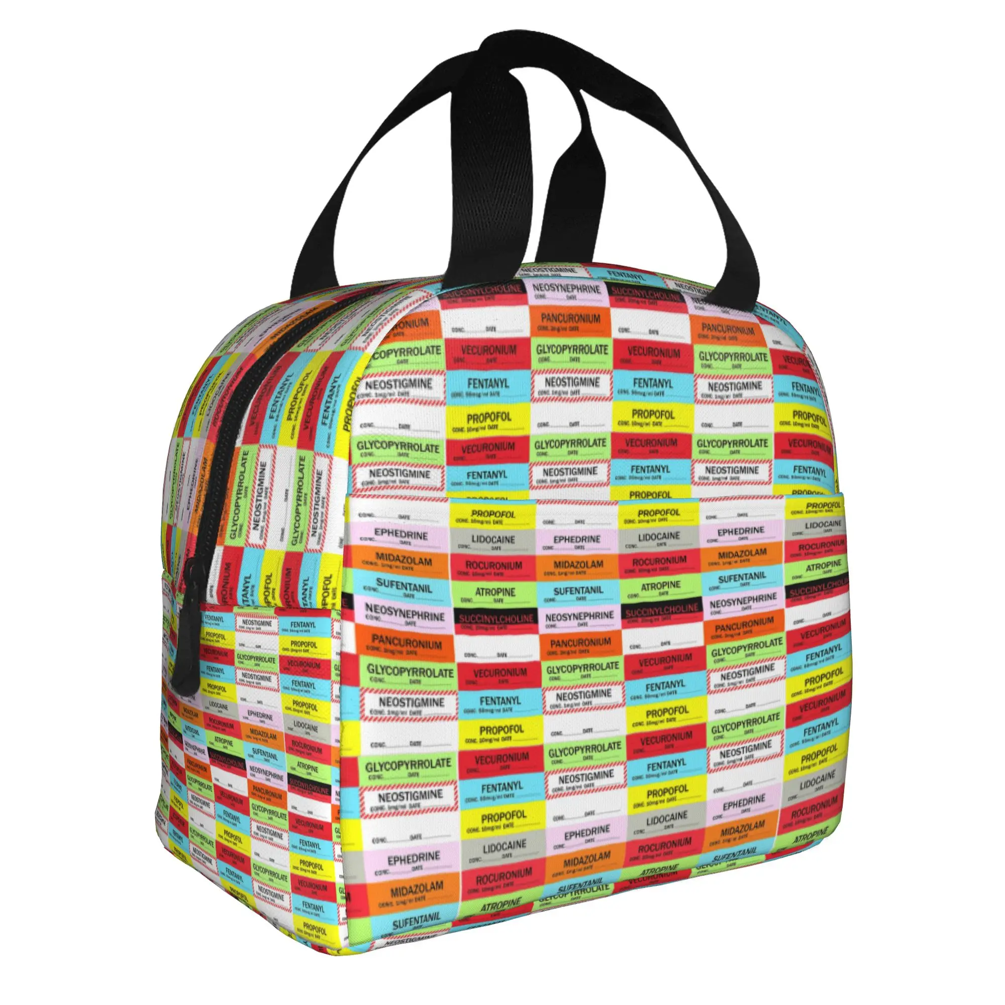 Medical Nurse Anesthesia Medication Labels Insulated Lunch Bags for Women  Resuable Thermal Cooler Food Lunch Box School