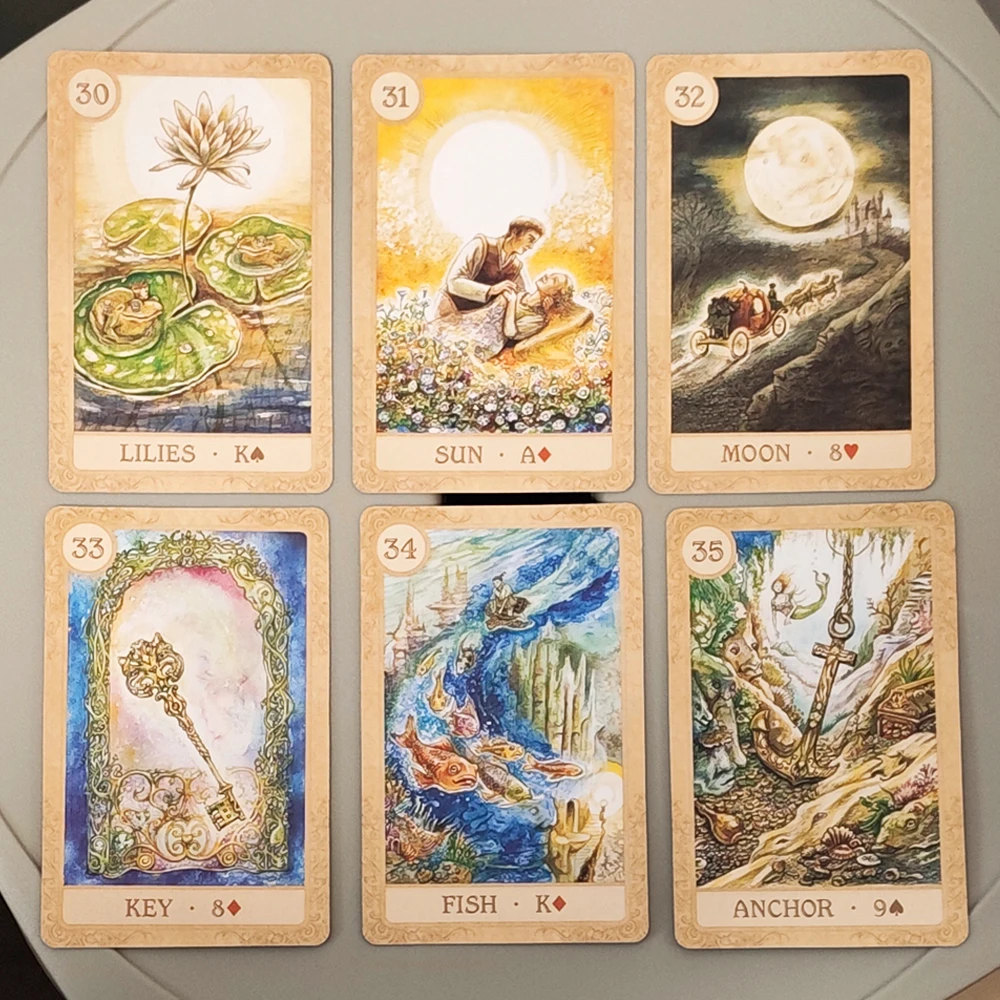 9*6 cm conte de fées Lenormand Deck 38 pièces cartes Lenormand imprimées sur papier cartonné Double relief 350GSM