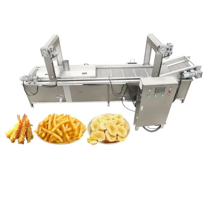 Customize Auto Cassava Potato French Fries Onion Plantain Banana Chips Frying Machine Industrial Continuous Deep Fryer Machine
