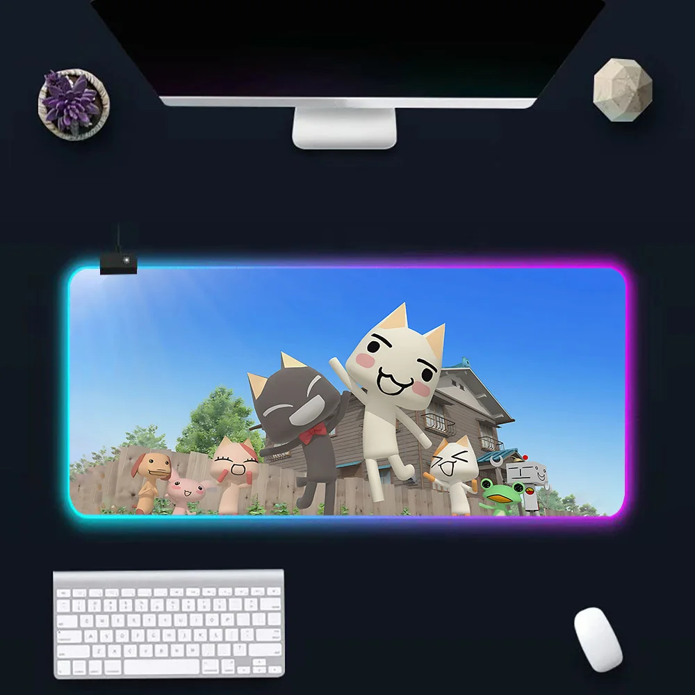 Cartoon Inoue Toro Schattige Rgb Pc Gamer Toetsenbord Muismat Muismat Led Gloeiende Muismatten Rubber Gaming Computer Mausepad