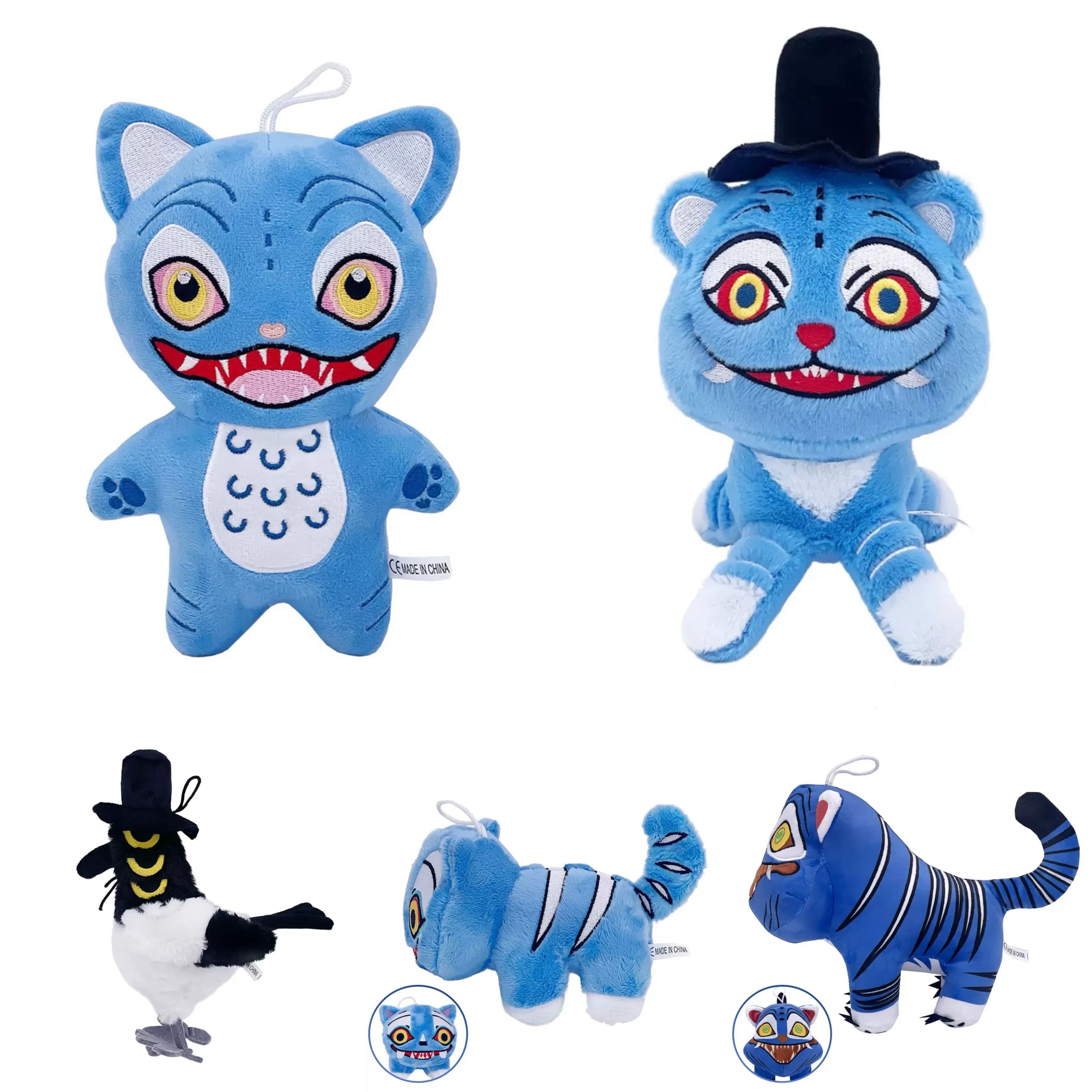 

Аниме Kpop Охотники на демонов Плюшевая милая фиолетовая тигровая черная шляпа Сорока с 3-мя глазами Monster Hunt Girl Group Фаршированная для фанатов Подарки