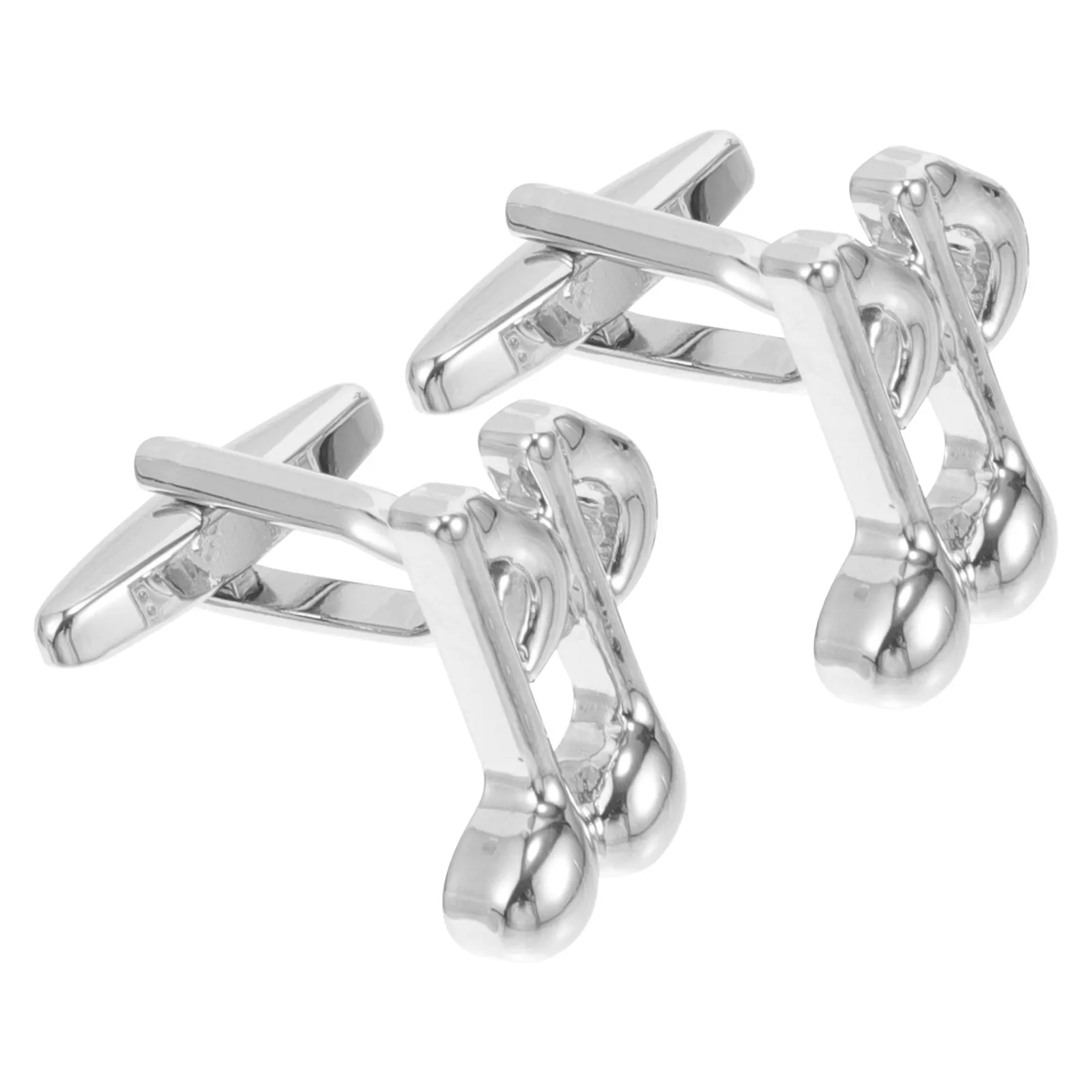 1Pair Musical Note Cufflinks for Men Alloy Shirt Cuff Links Polished Surface Rounded Edges Birthday Wedding Gift Business Formal