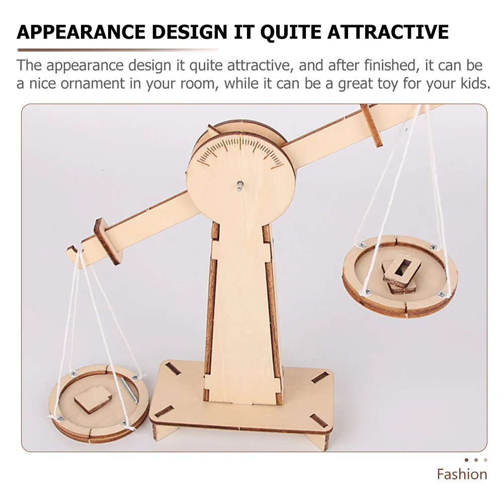 

Kids DIY Wooden Balance Scale Educational Science Kit Handmade Craft Learning Puzzle Assembled Stem Project Interactive Thinking