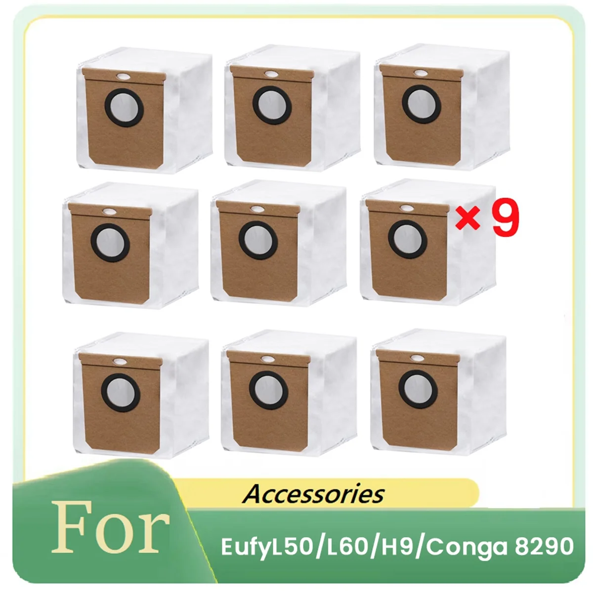 9-delige stofzakken voor Eufy L50/L60/H9/Conga 8290 Veegmachineaccessoires Gebouwd om lang en te werken WellM14K
