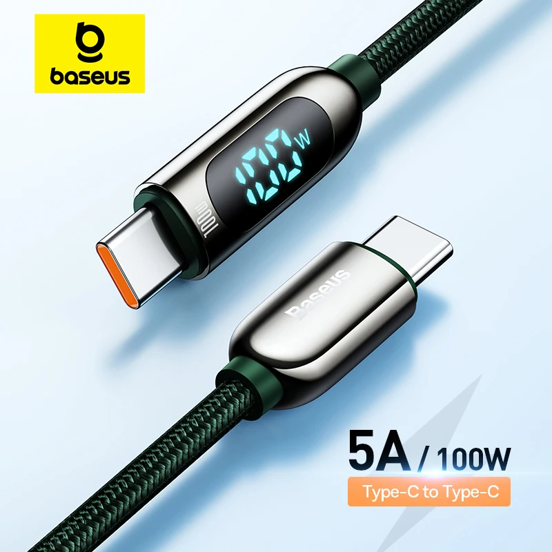 Baseus Type C to Type C Cable For iPhone 15Plus 100W PD Fast Charging Charger USB C Display Cable For Xiaomi Realme Macbook iPad