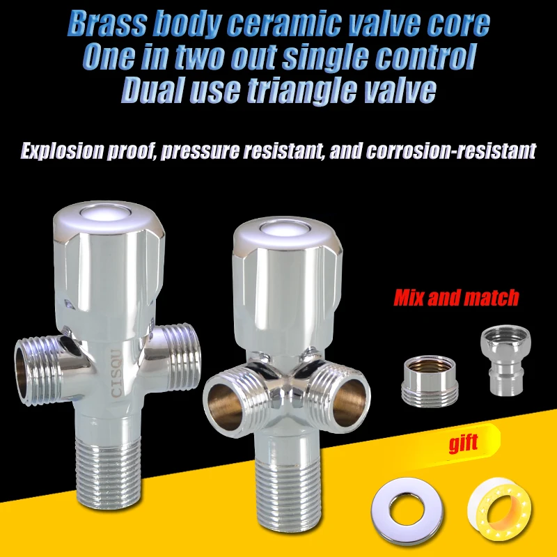 Toilet Washing Machine One In and Two Out Dual-use Triangle Valve Diverter Valve Hose 1/2