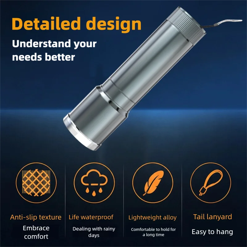 New outdoor mini steel cannon flashlight with super bright explosion warning light, long battery life, portable home lighting