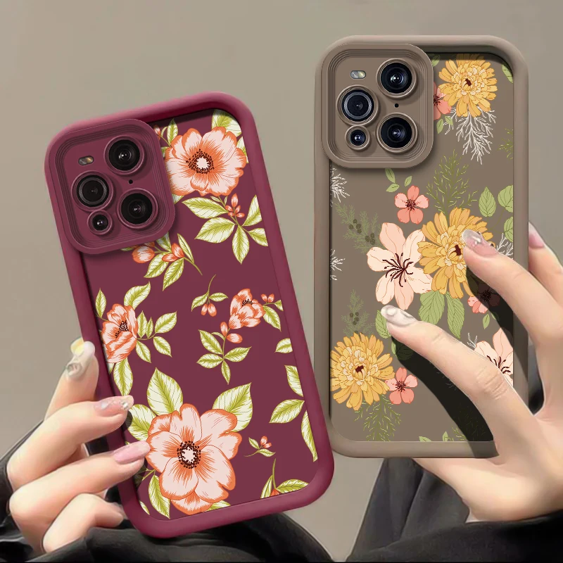Soft Silicone Shockproof Phone Case For OPPO Find X5 Pro X3 Lite X8 F19S F21 F9 F17 F19 Pro Plus Fashion Floral Pattern Cover