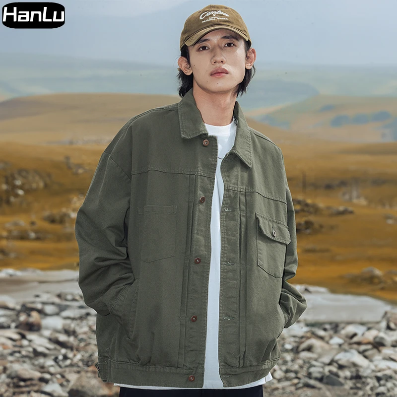 Men's Korean Fashion Street Clothing Multi Pocket Shirt Jacket Coat Plus Size Men's Harajuku Casual Black Polo Top