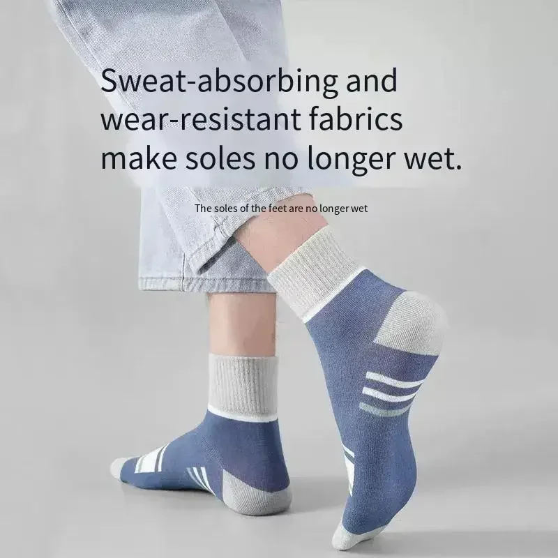 Chaussettes rayées en pur coton pour hommes, chaussettes de sport décontractées, anti-odeur, anti-favorable, affaires, haute qualité, printemps