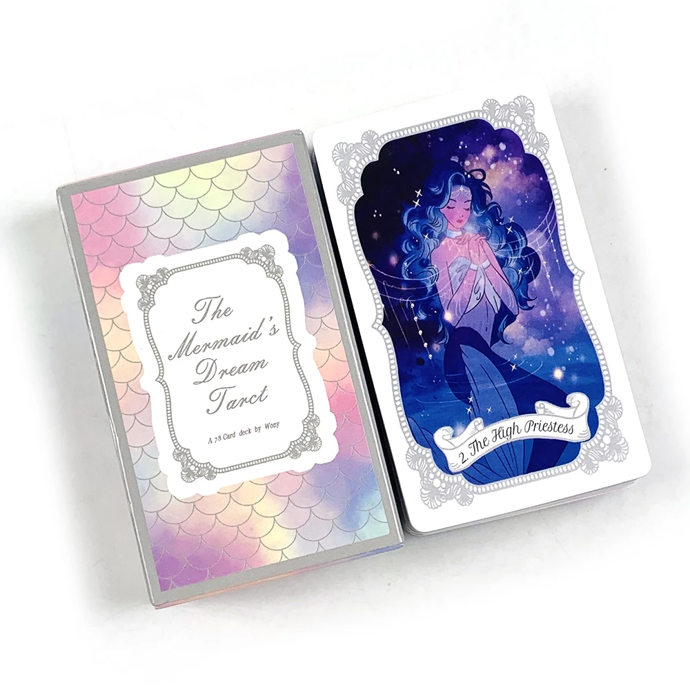 Cartas de tarô do sonho da sereia, 78 lindas cartas de tarô para jogo de festa de adivinhação, ideais para viagens, práticas espirituais e presentes