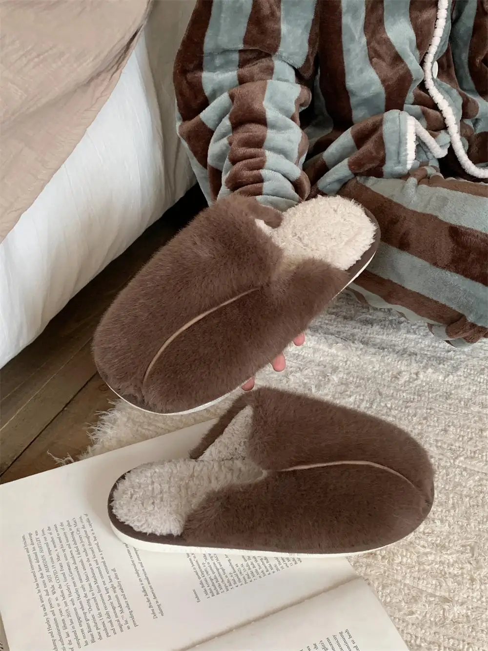 Cozy Cotton Slippers for Men Home Wearable Comfortable Warm Personality Creative Design Winter Flat Heel PVC Bottom Slippers