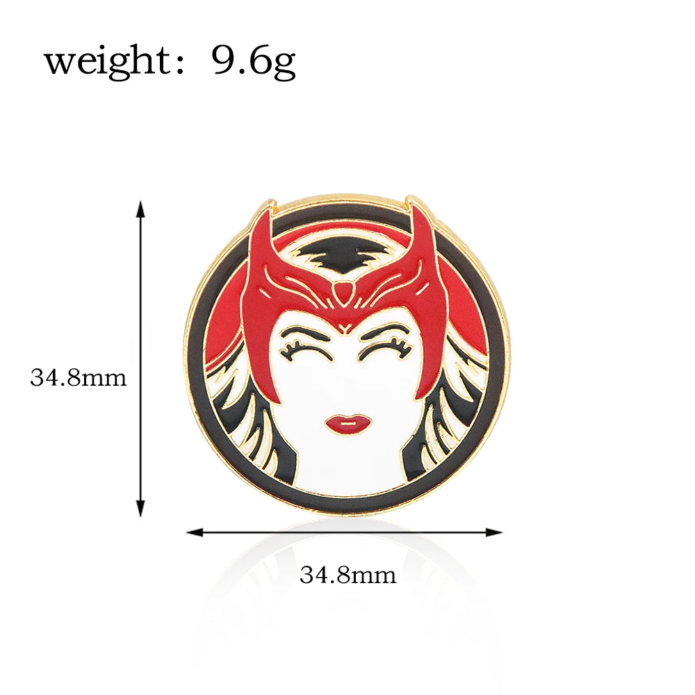 Red Wanda Pins Scarlet Movie Witch Enamel Brooch Cosplay Prop Alloy Maximoff Figure Pin For Backpack Clothes Accessories Gifts