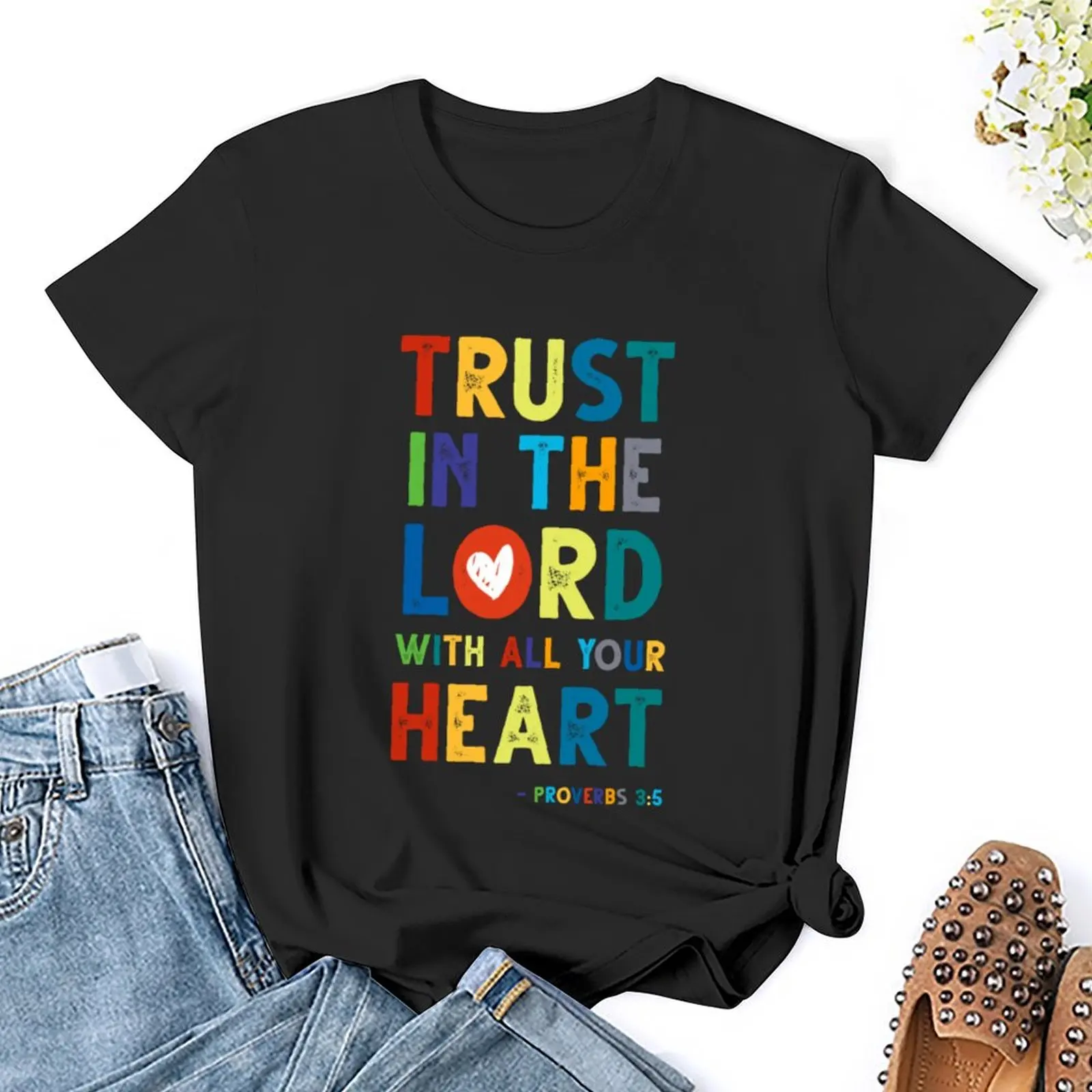 Bambini bibbia Verse-proverbi 3:5 t-shirt vestiti da donna vestiti carini divertenti magliette occidentali per le donne