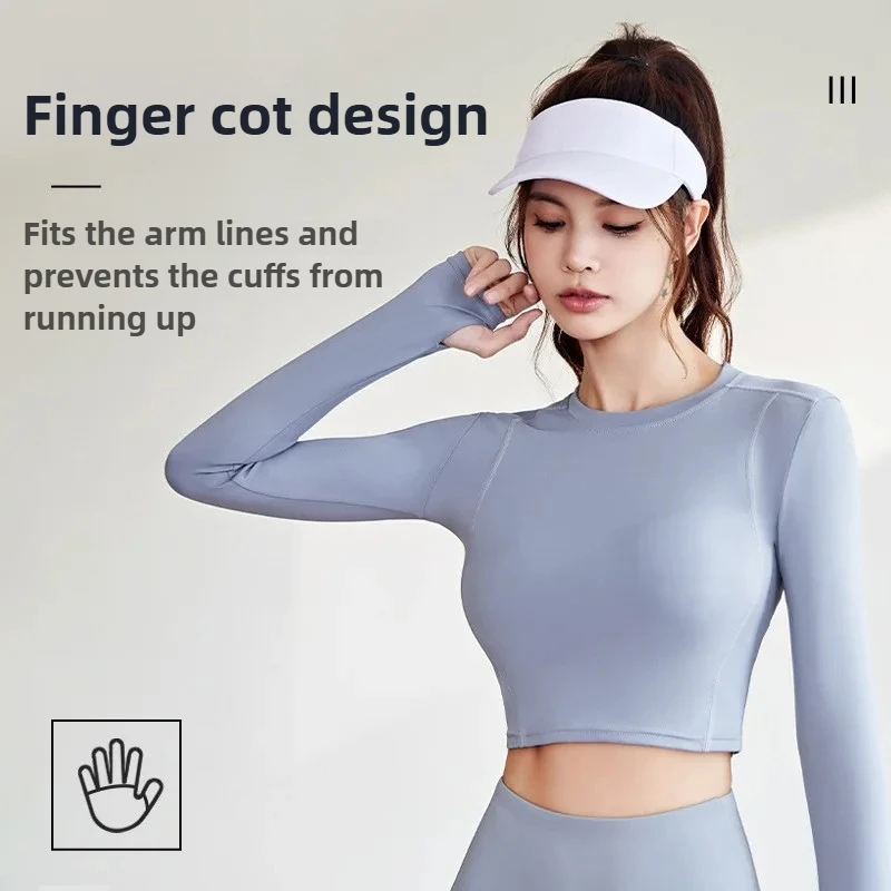 

Sports Fitness Long Sleeves Women's Cross-Border Running Gym Stretch Tights Yoga Clothes Top