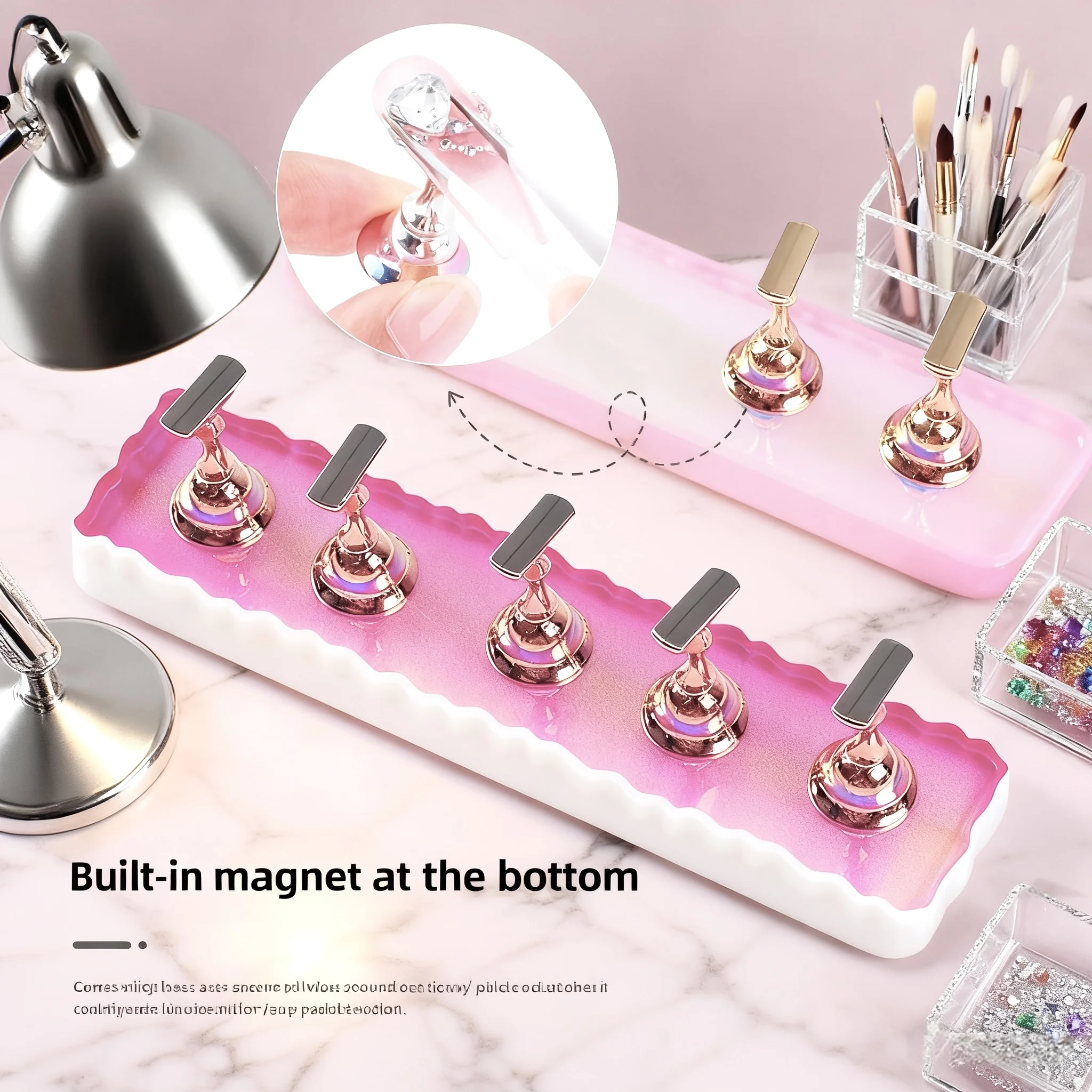 1/2 pièces Aurora fantaisie support à ongles acrylique Nail Art présentoir magnétique ongles conseils support de pratique pour peinture à la main ongles support