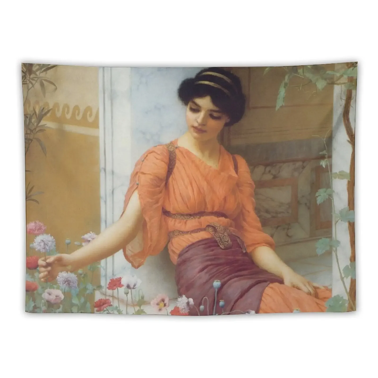 

Summer Flowers - John William Godward Tapestry Aesthetics For Room Decoration Home Tapestry