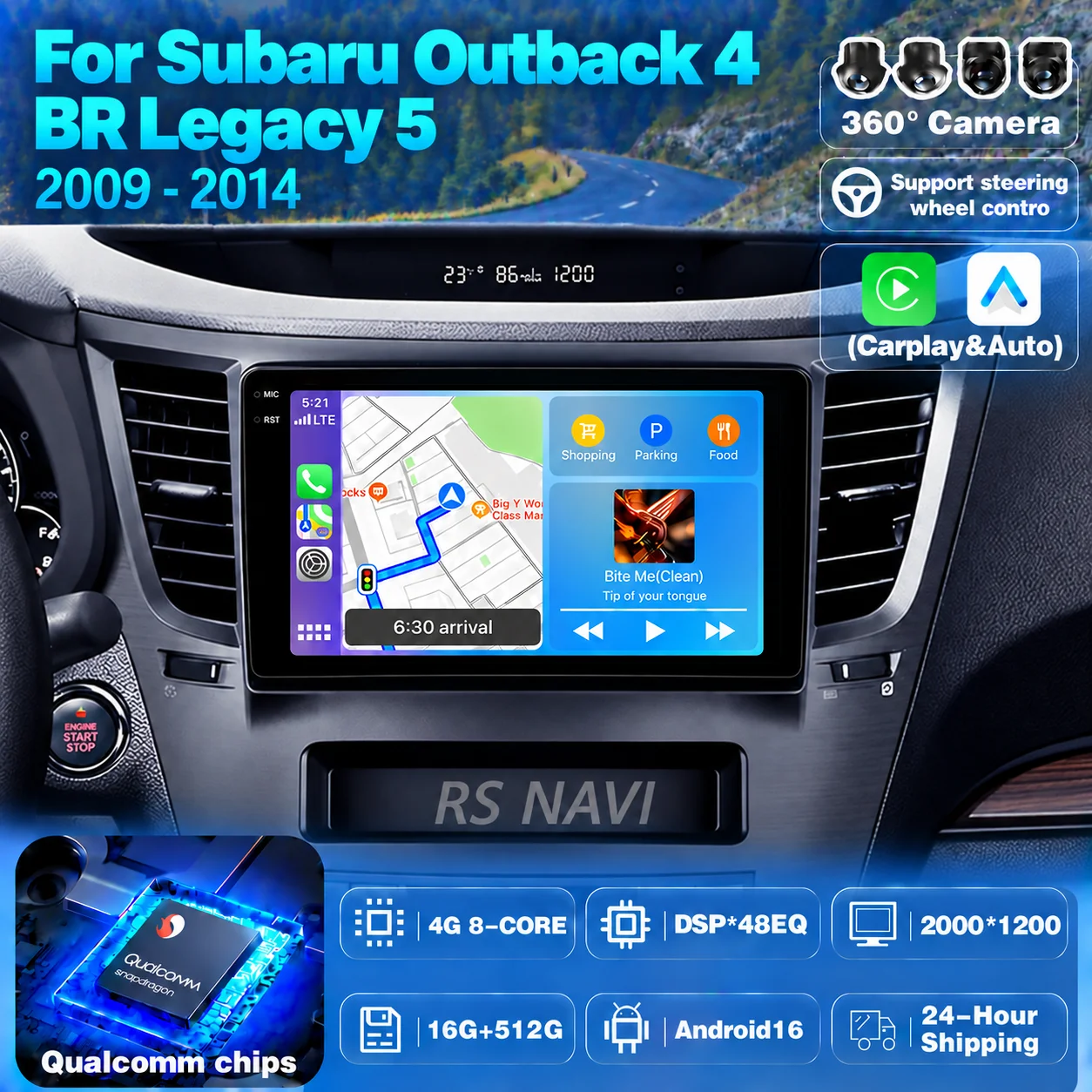 Plug and Play Android 16 Carplay Car Radio Multimedia Player For Subaru Outback 4 BR Legacy 5 2009 - 2014 Auto Autoradio Stereo