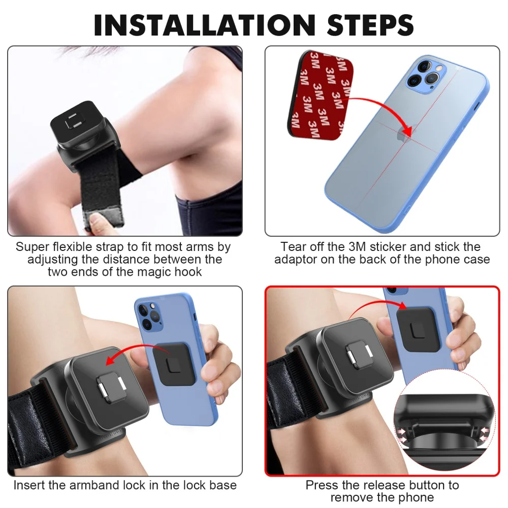 

Premium Holder Upgraded Phone Armband Multi-Sport Smartphone Mount for Outdoor Anti-Slip Shockproof Design Adjustable Strap Fit