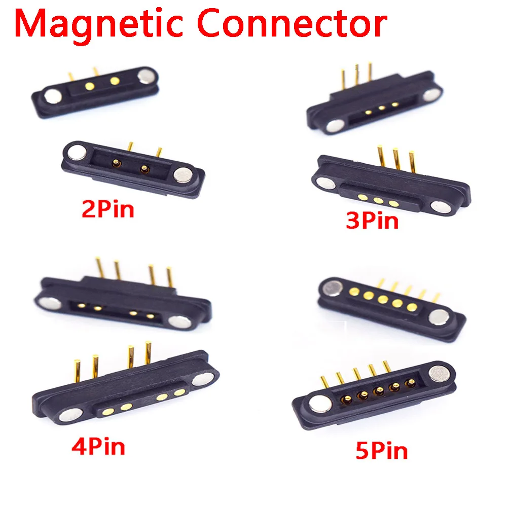 

1sets 2A Curved needle 2P 3P 4P 5P Waterproof Magnetic Pogo Pin Connector Male Female 2.54MM PCB Spring Loaded DC Power Socket