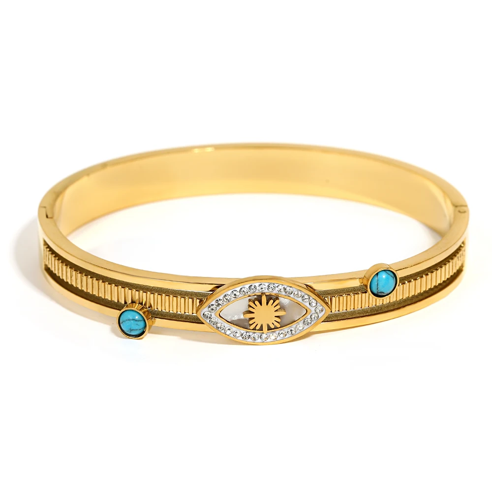 

Freetry 5 Styles Stainless Steel Round Bangle Women Shiny Rhinestone Leaf Flower Open Spring Bangle Waterproof Jewelry Gift